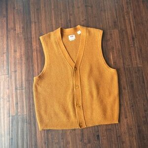 Levi’s Vest Men's XL Wool Knit Sweater Button V-Neck Sweater Pumpkin Orange
